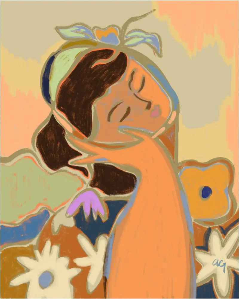 Woman at Peace poster met aluminium frame van Arty Guava