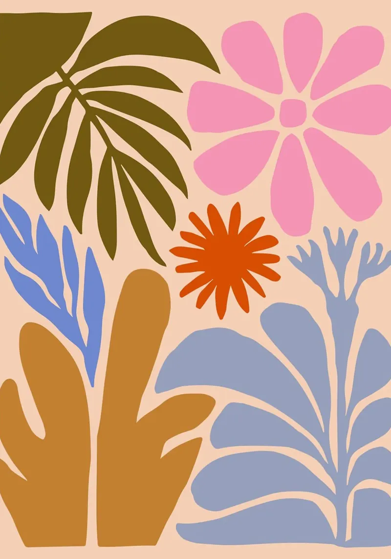 Abstracte Bloemen Natuur Print canvas met Baklijst van Patrick J Curtis
