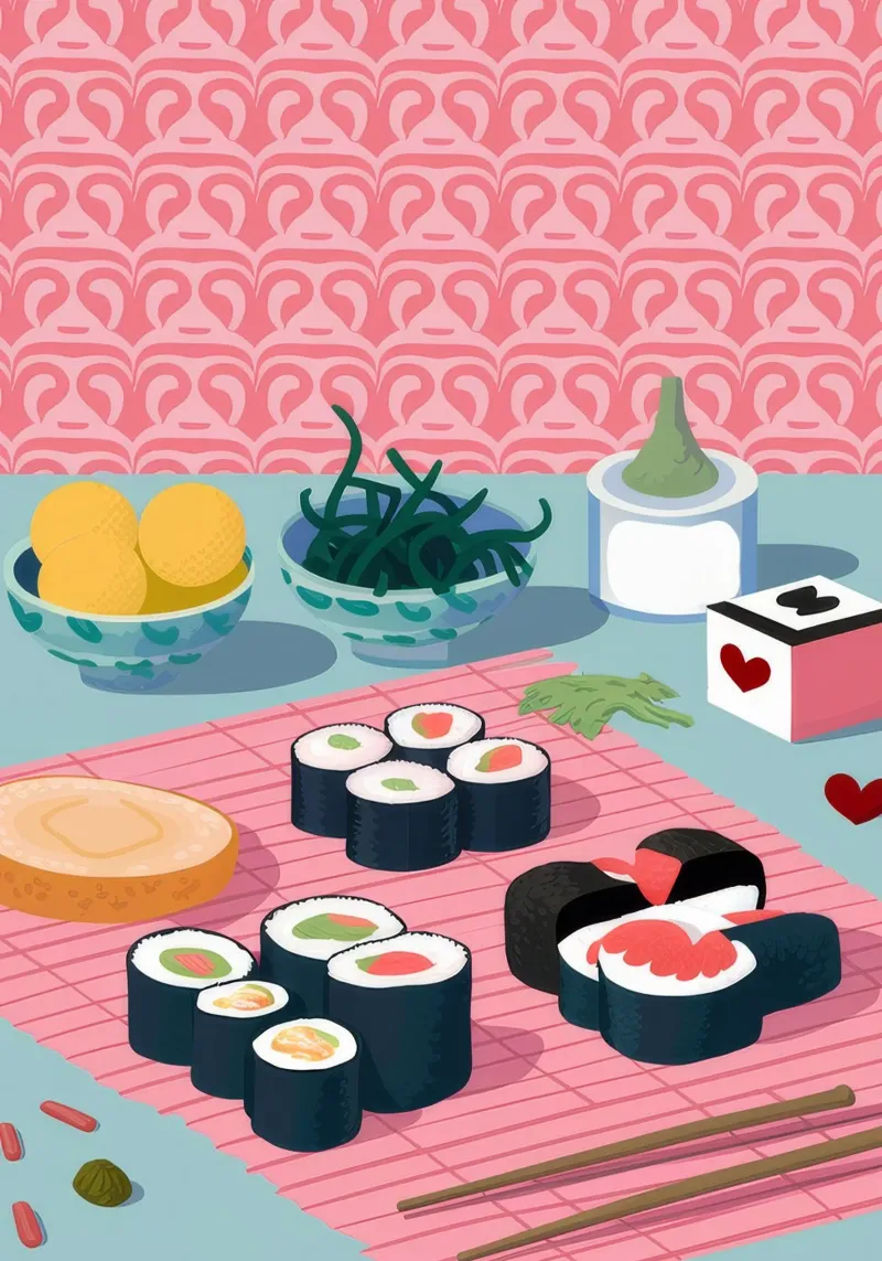 La perfezione del piatto di sushi pellicola backlit da Muse Artworks