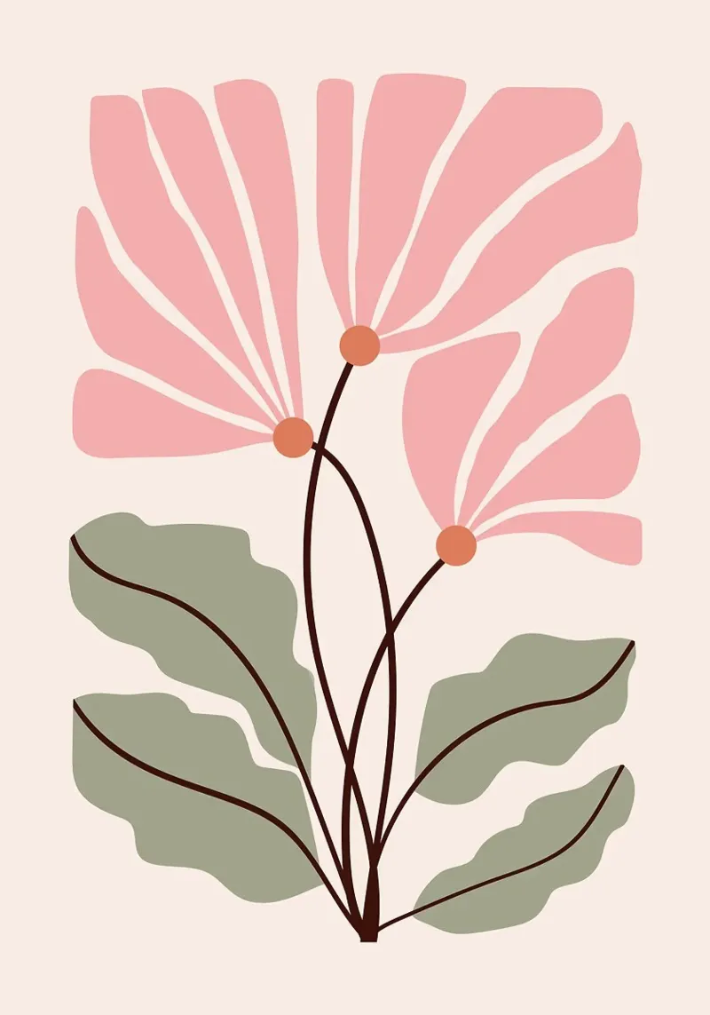 Pink Floral Illustration poster by Patrick J Curtis