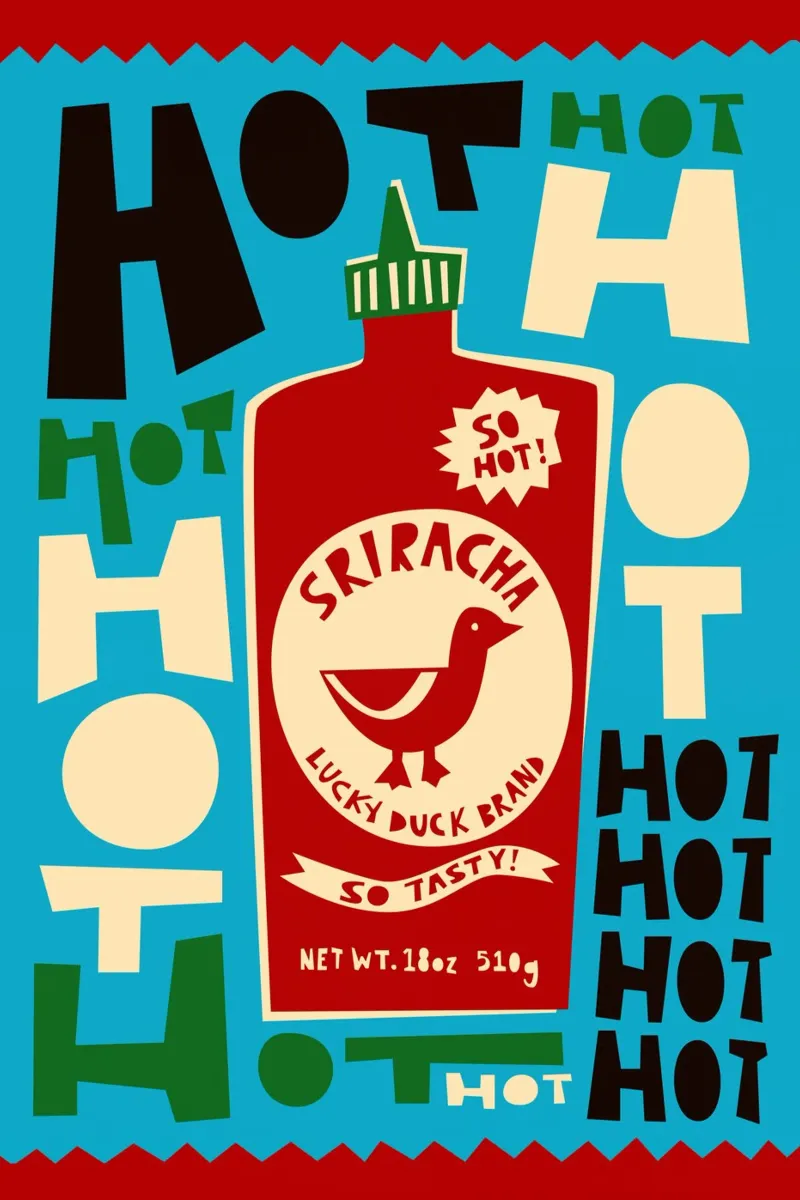 Bottiglia di salsa piccante Sriracha plexiglass da Fox & Velvet