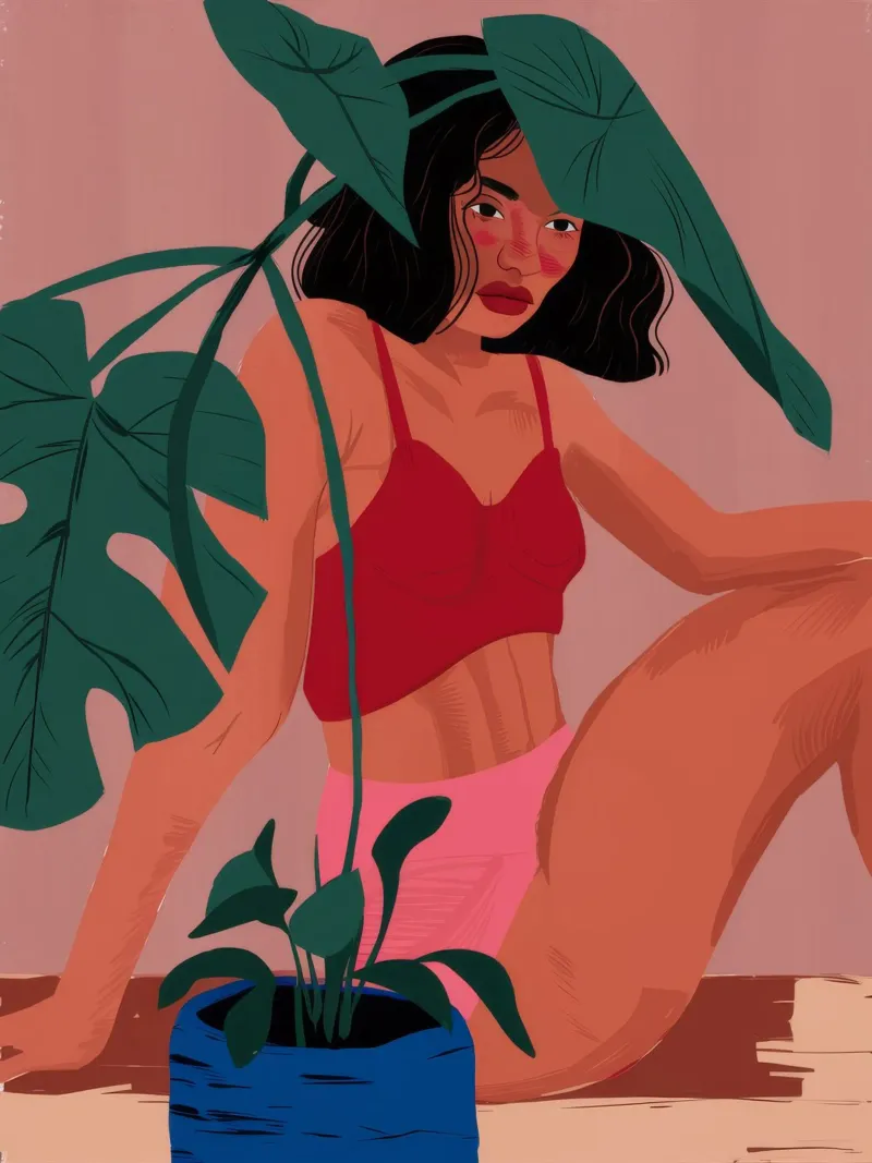 Costume da bagno rosso Jungle pellicola backlit da Stone Decade