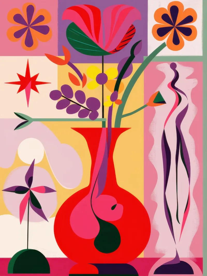 Crimson Vase Abstraction hahnemühle by Sentinel Glow