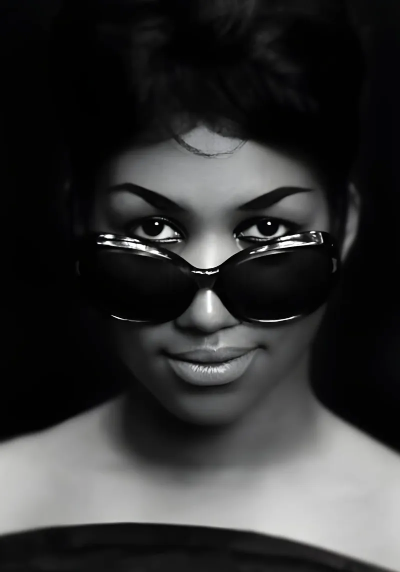 Aretha Franklin pellicola backlit da Low poly art