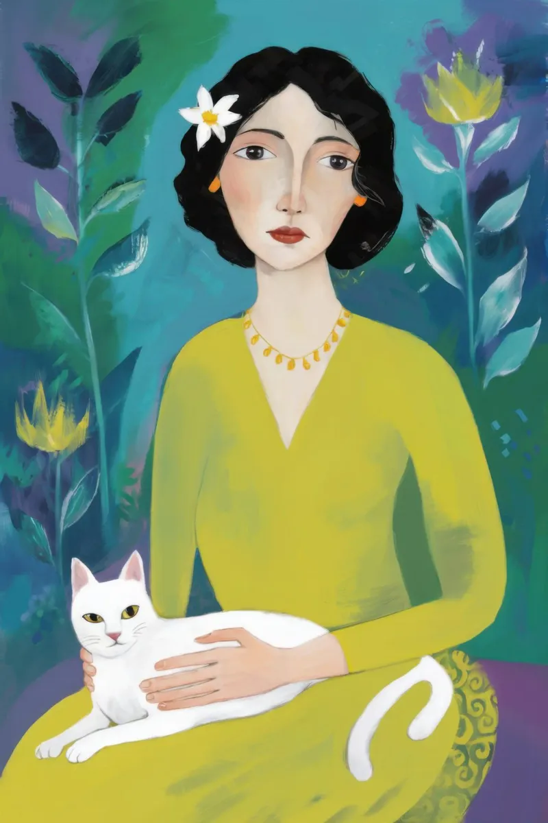Robe jaune Chat blanc plexiglas de Marigold Tiga