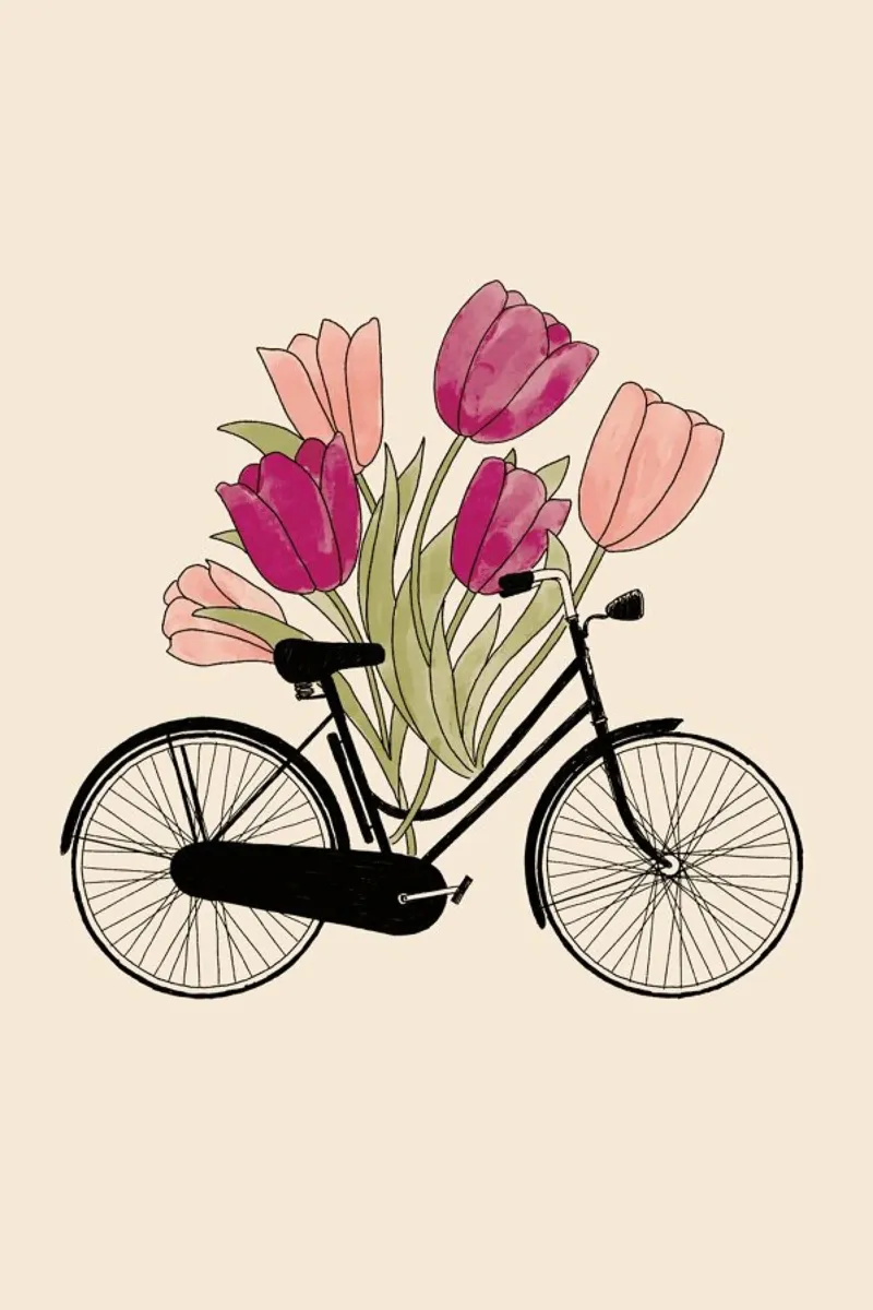 Bike & Flowers : Amsterdam Alu-Dibond von Florent Bodart