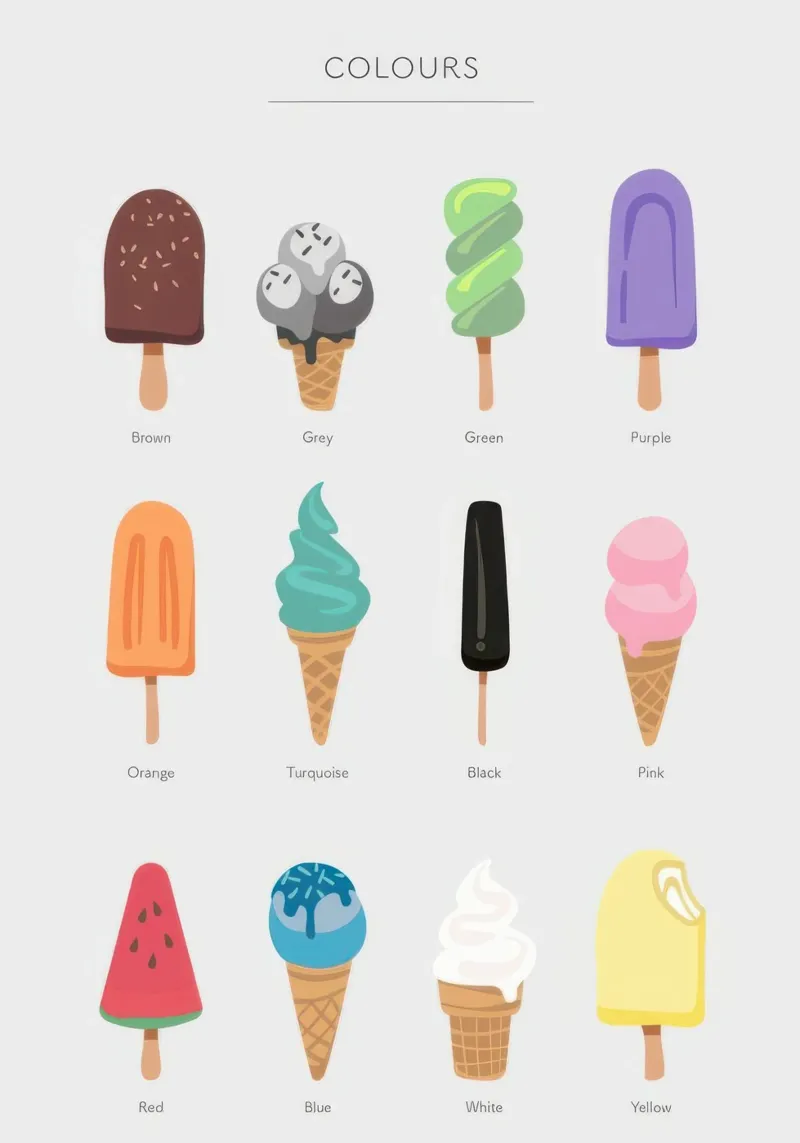 Colori del gelato poster con telaio in plastica da KIds Idea
