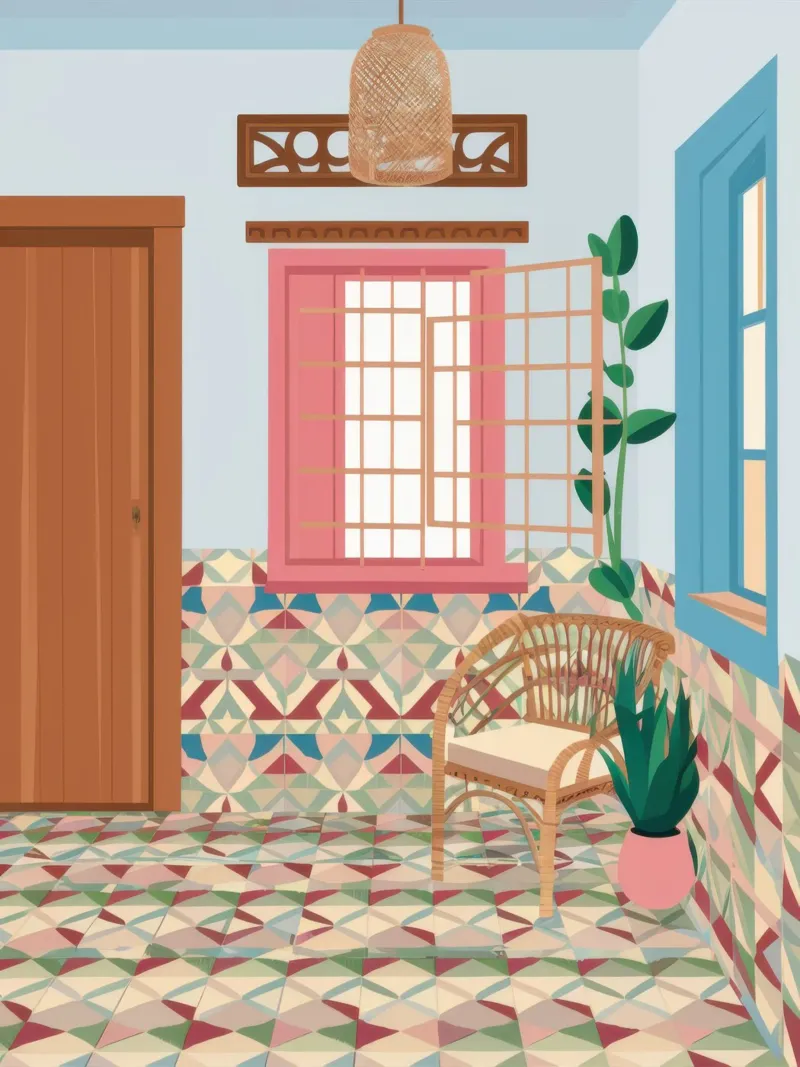 Divano blu angolo libri tela con Cornice a cassetta da Marigold Tiga