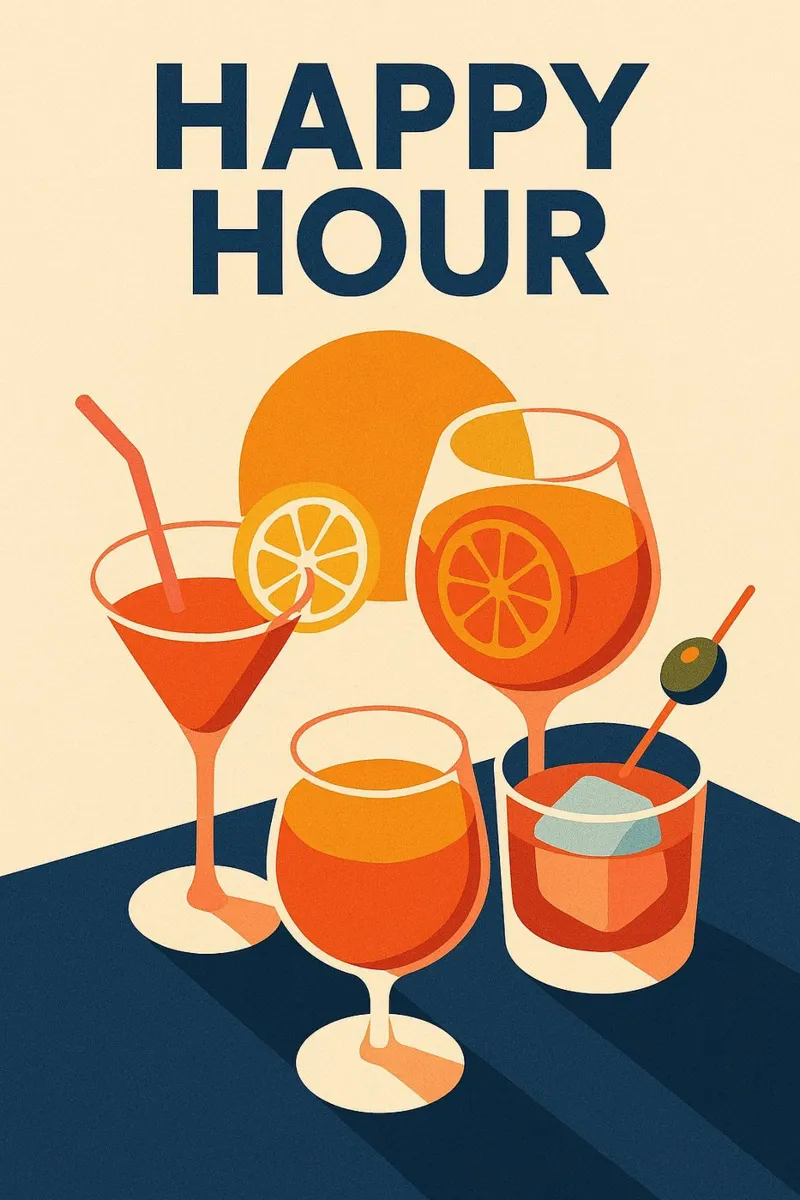 HAPPY HOUR - L'iconico poster per i vostri aperitivi estivi poster con telaio in plastica da Boissons - Affiches & posters - Retro