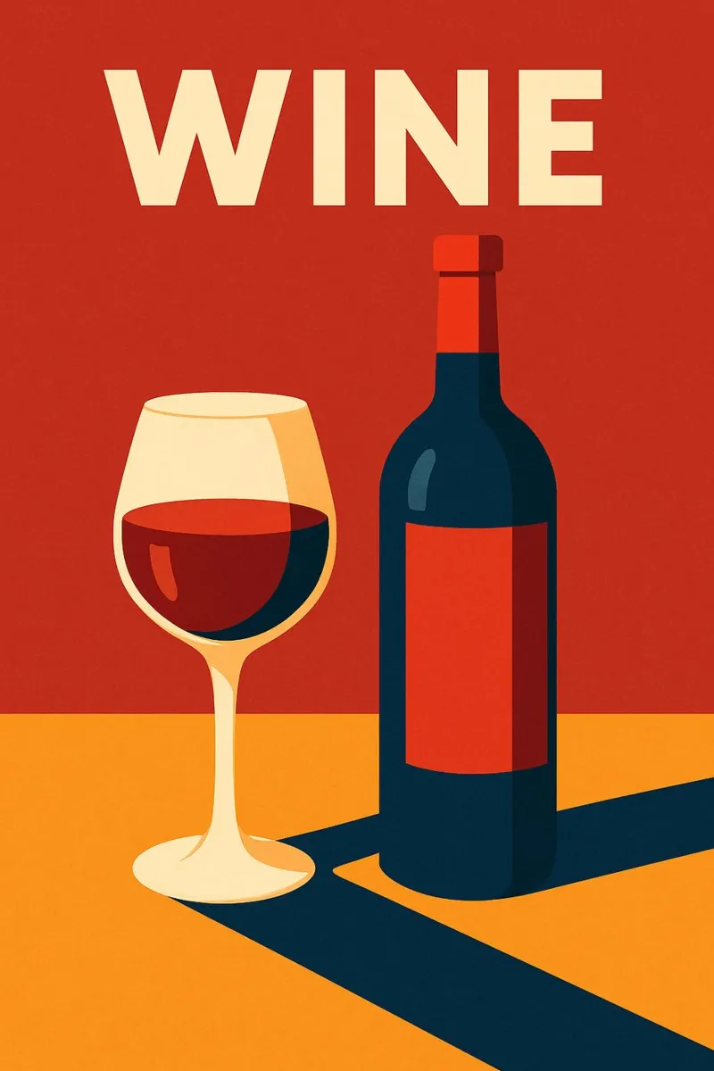 WINE - Das perfekte Poster für Liebhaber des guten Geschmacks Alu-Dibond von Boissons - Affiches & posters - Retro
