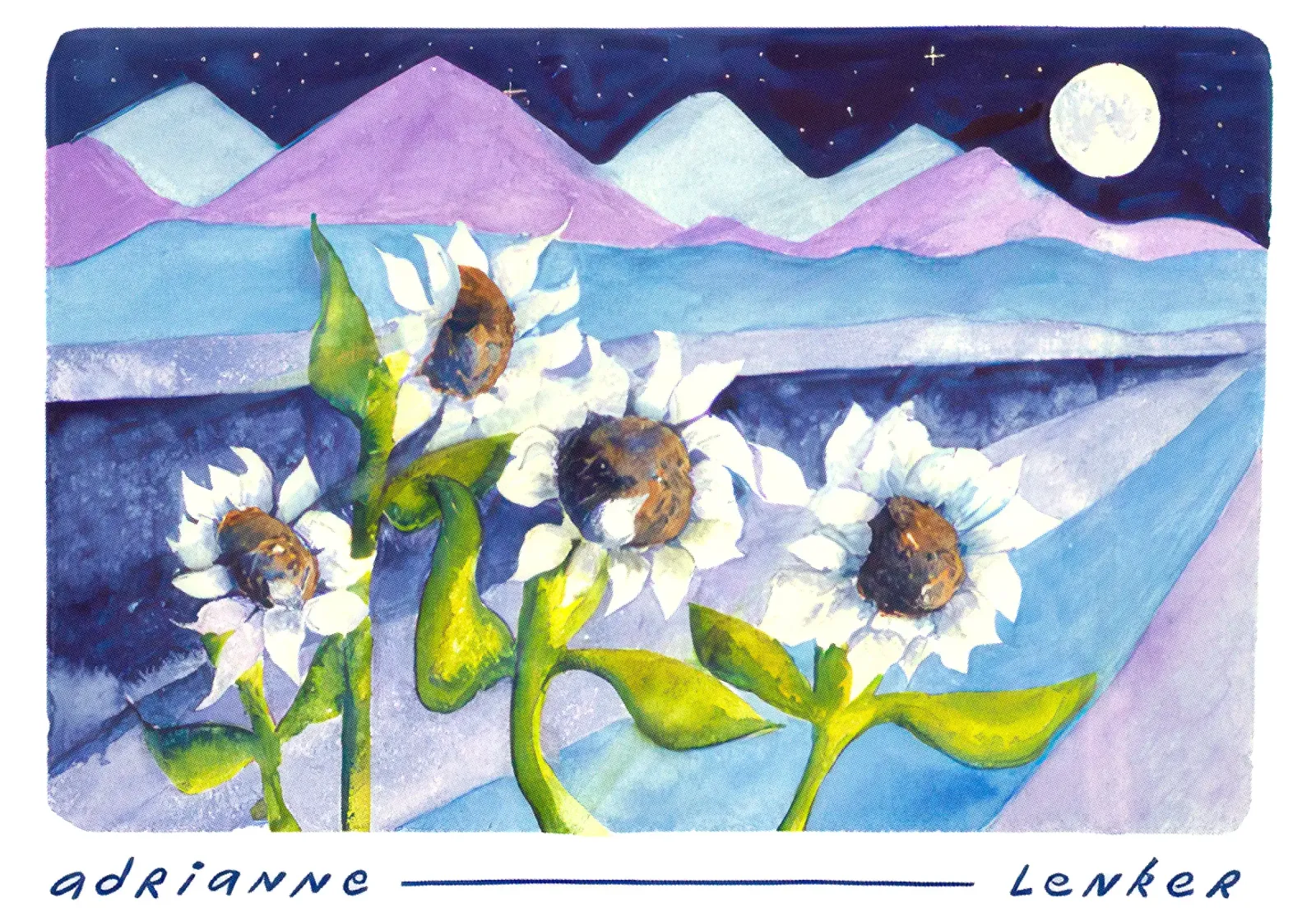 Andrianne Lenker Mema Moonflowers poster con telaio in plastica da carleemiller