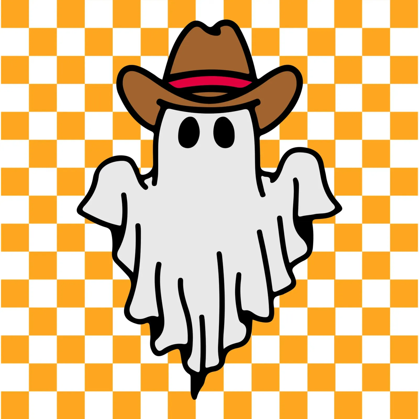 fantasma di Halloween cowboy a scacchi poster con telaio in plastica da onetime
