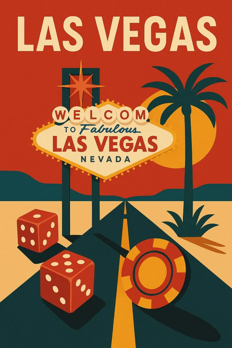 LAS VEGAS - Benvenuti nella favolosa Las Vegas poster con telaio in legno da JETLAG | affiches voyage
