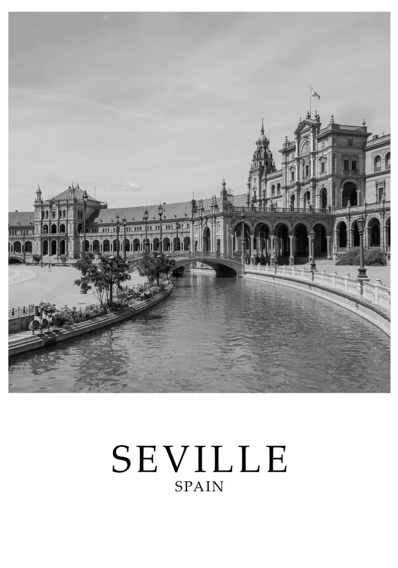 Siviglia Spagna Architettura Scena in scala di grigi plexiglass da Charnwood Prints