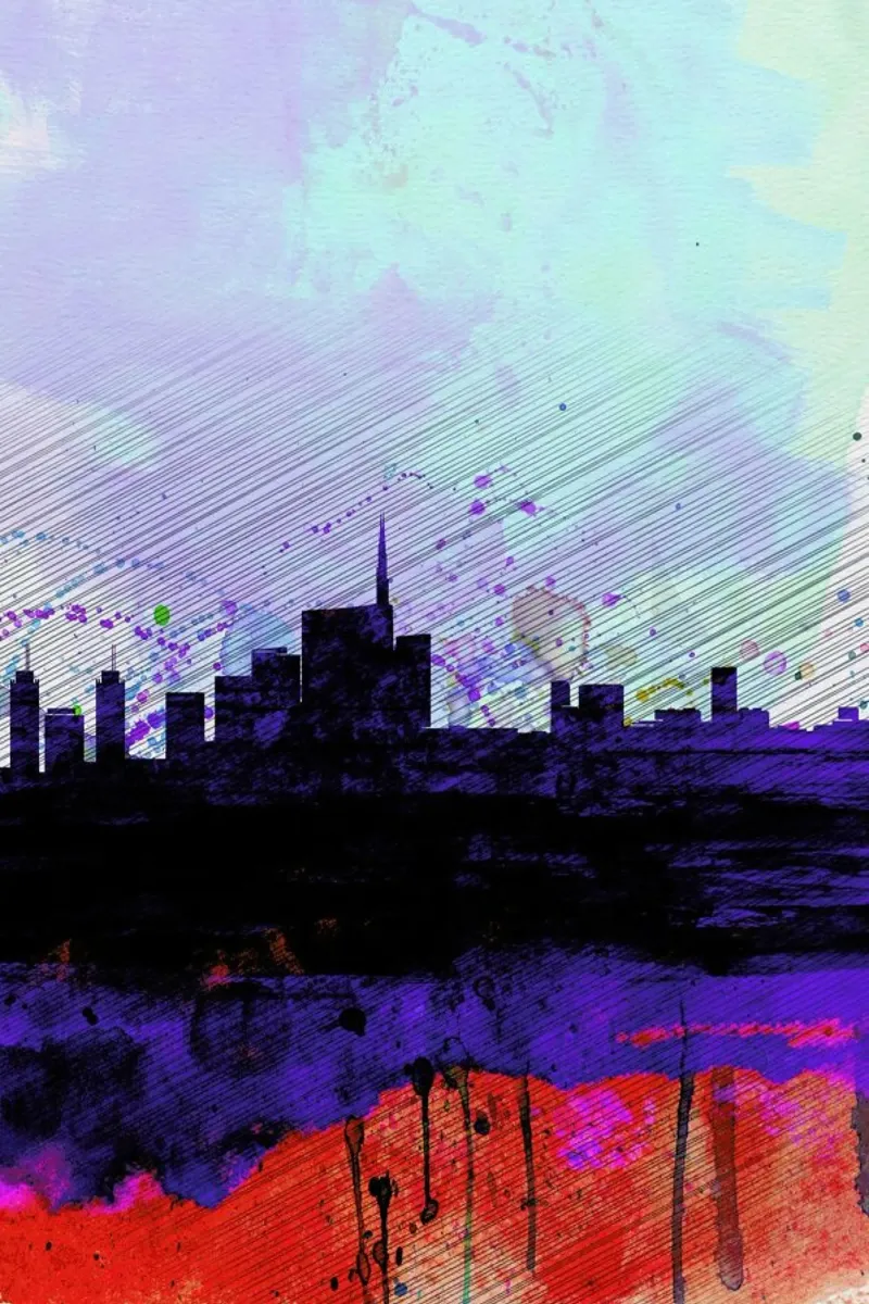 Milan Watercolor Skyline pellicola backlit da Naxart