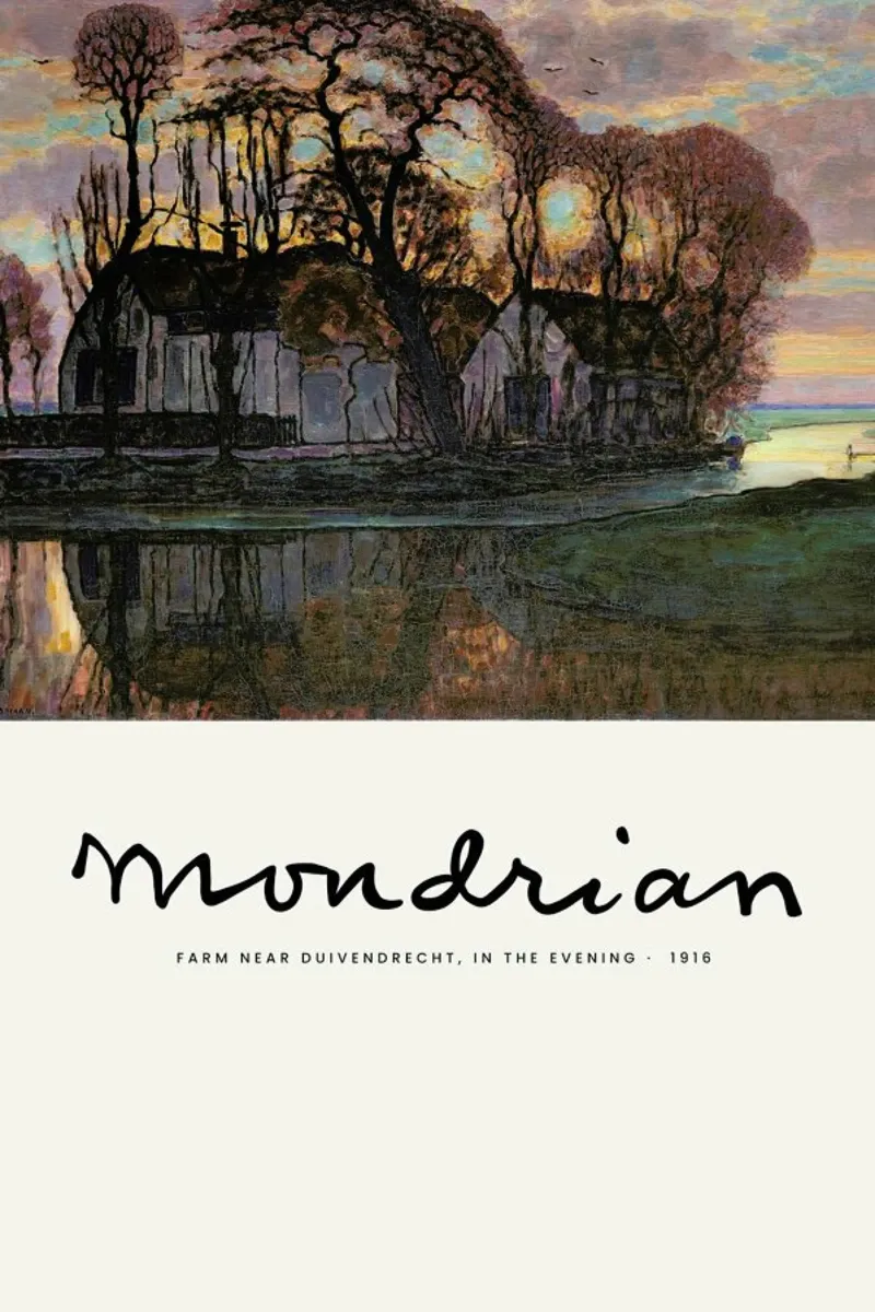 Mondrian – Signed Farm in the Evening carta hahnemühle da Vintage by JUNIQE