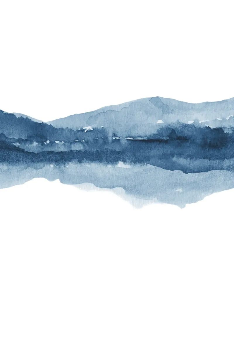 Navy blue abstract landscape diptych 2/2 poster with aluminum frame by NouveauPrints