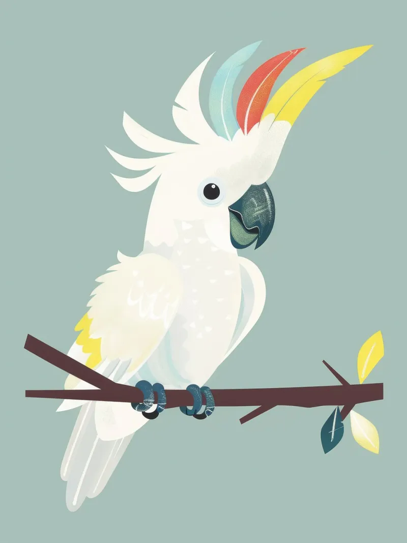 cacatua bianco appollaiato su un ramo marrone scuro pellicola backlit da DesignDoodle