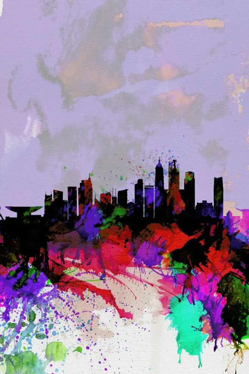 Shanghai Watercolor Skyline pellicola backlit da Naxart