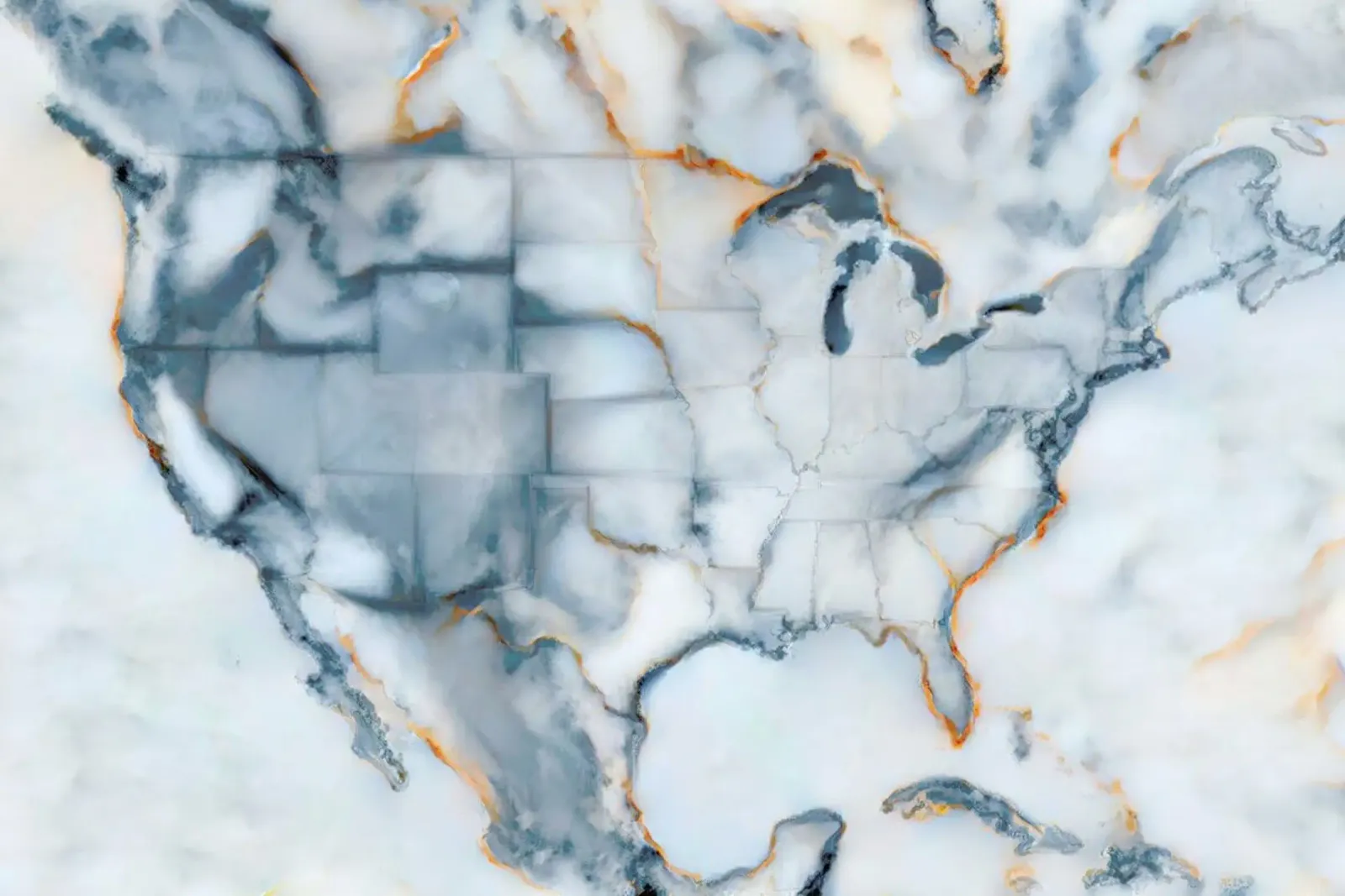 Usa Marble Map poster with aluminum frame by Octavian