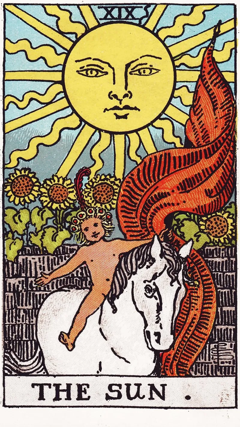 "The Sun" Tarot Card Rider-Waite deck poster with aluminum frame by Venus Art