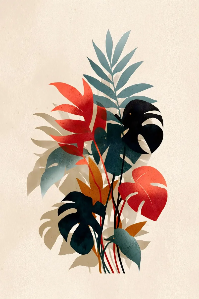 Arte delle foglie di Monstera poster con telaio in alluminio da Studio Verde