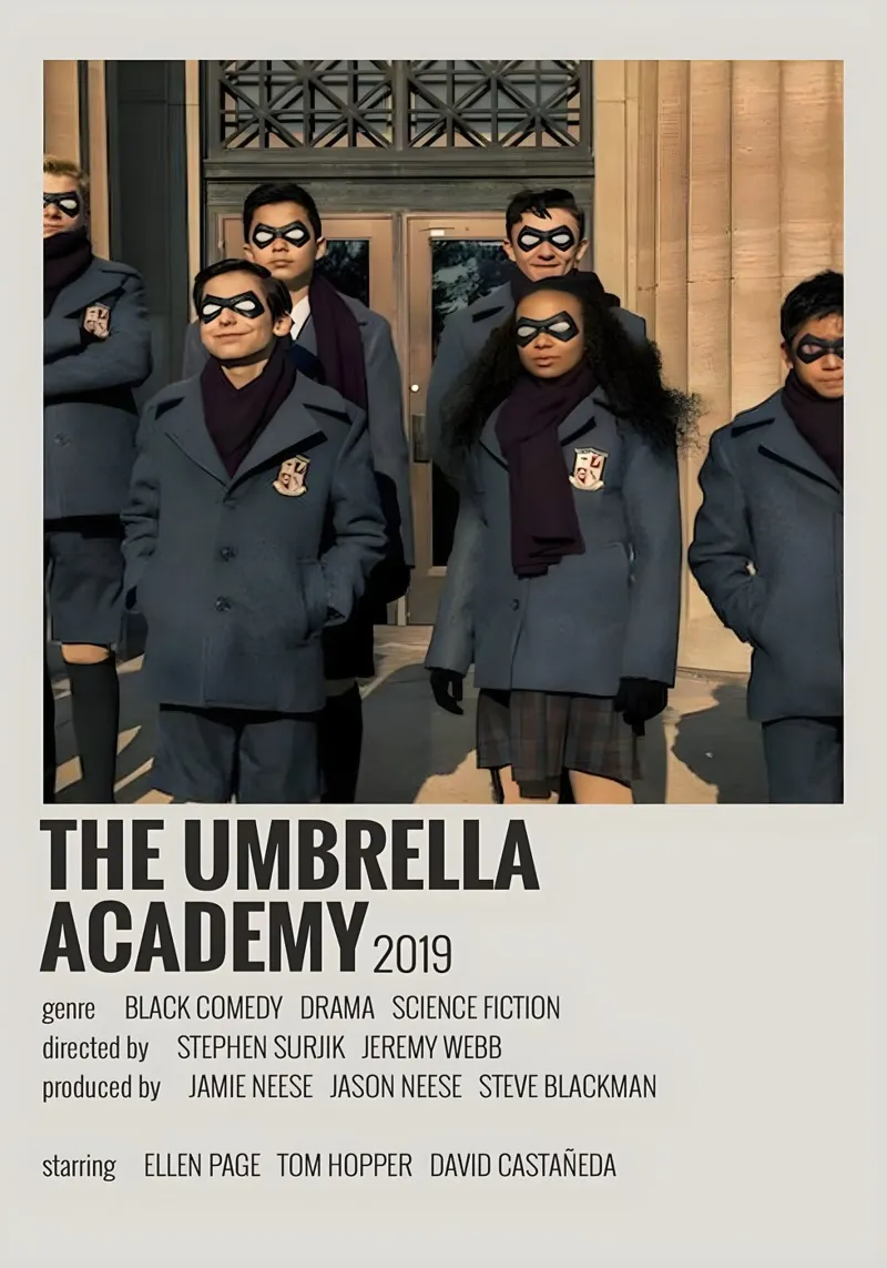 THE UMBRELLA ACADEMY 2019 canvas met Baklijst van MVFminimalist