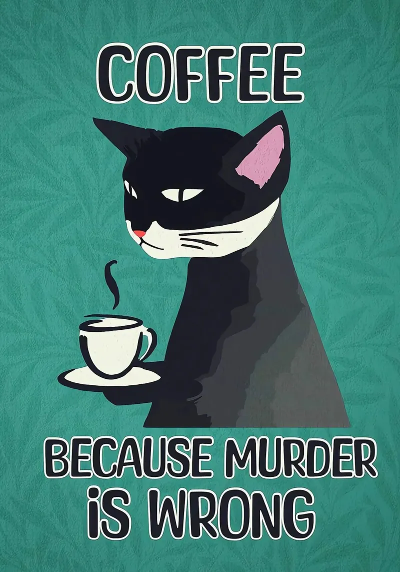 Cat Coffee Murder Is Wrong hahnemühle by Arjun