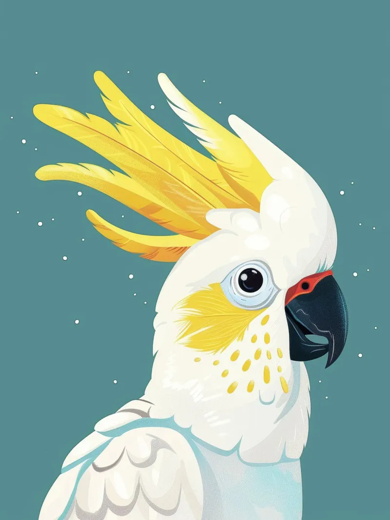 Ritratto illustrato di cacatua dal ciuffo sulfureo pellicola backlit da DesignDoodle