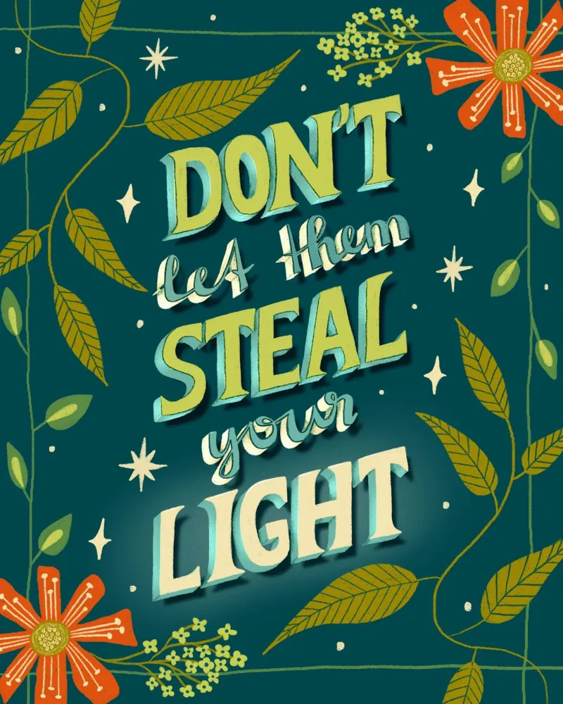 non lasciate che vi rubino la luce poster con telaio in plastica da nicigabrieldesigns