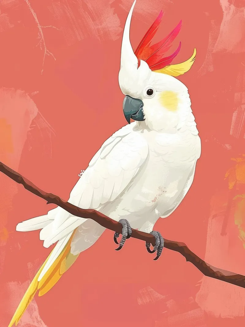Illustrazione del cacatua bianco appollaiato su un ramo pellicola backlit da DesignDoodle