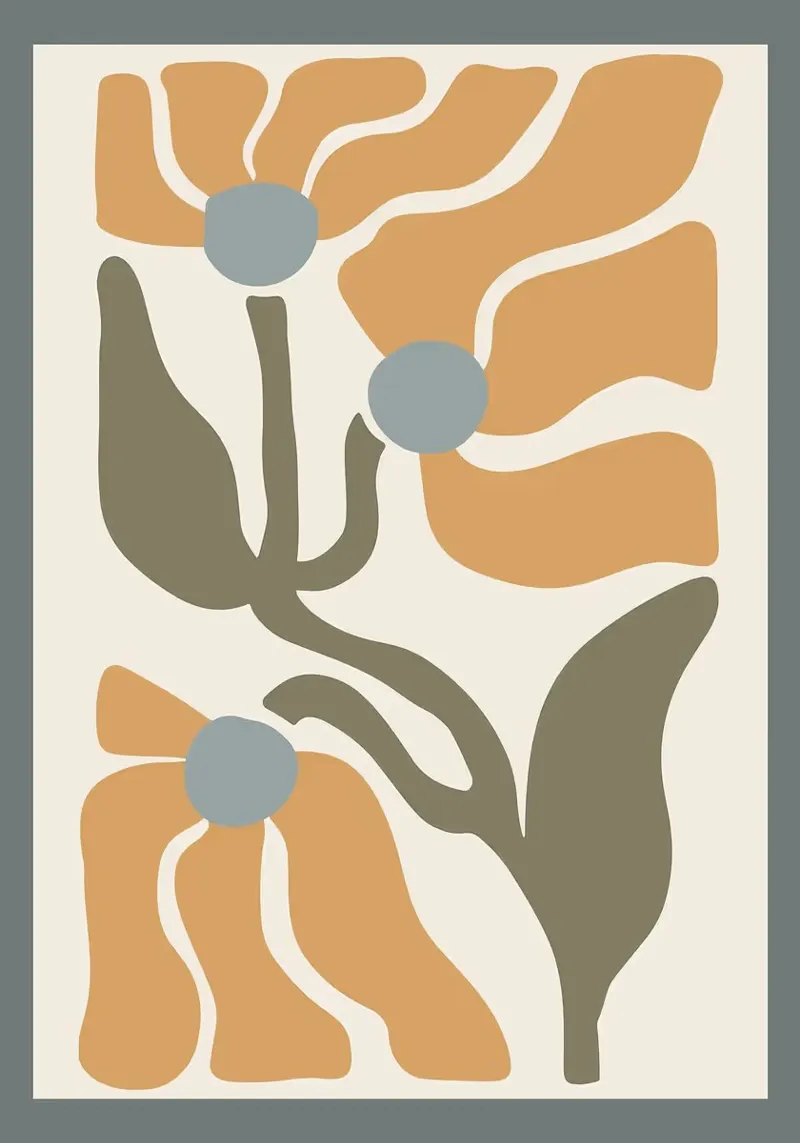 Minimalistisch Abstract Boho Golvend Bloemig canvas van E Cannon