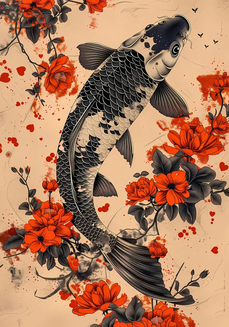 pesce koi fiori elementi floreali plexiglass da MountainShop
