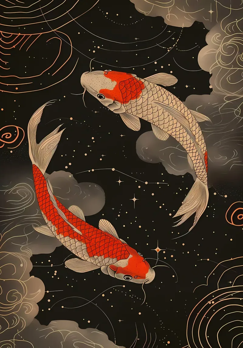 peces koi nadando yin yang metacrilato de MountainShop