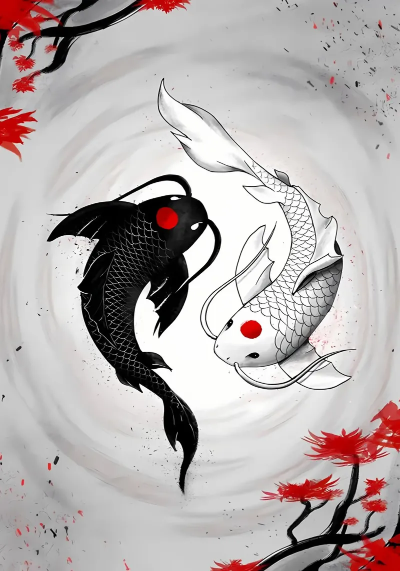 Pesce koi equilibrio yin yang plexiglass da MountainShop