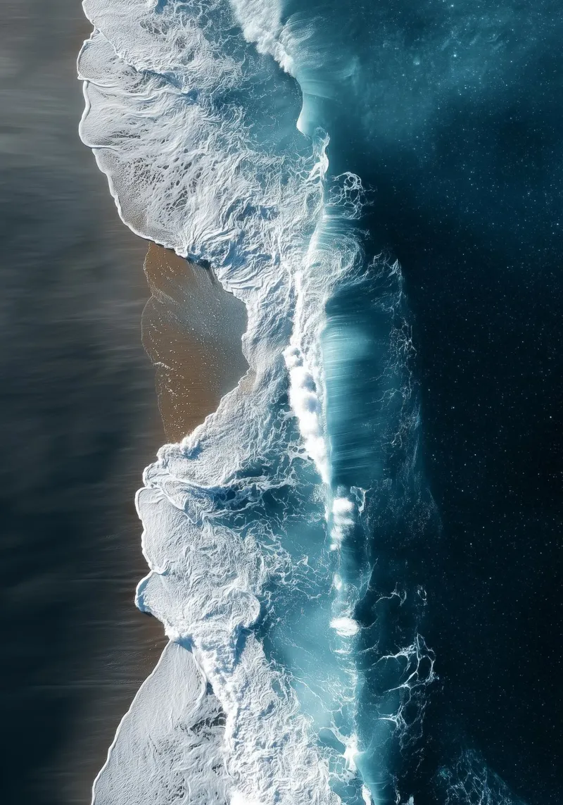 Dark Ocean Waves – Aerial Coastal Photography Poster hahnemühle by Vela Luna