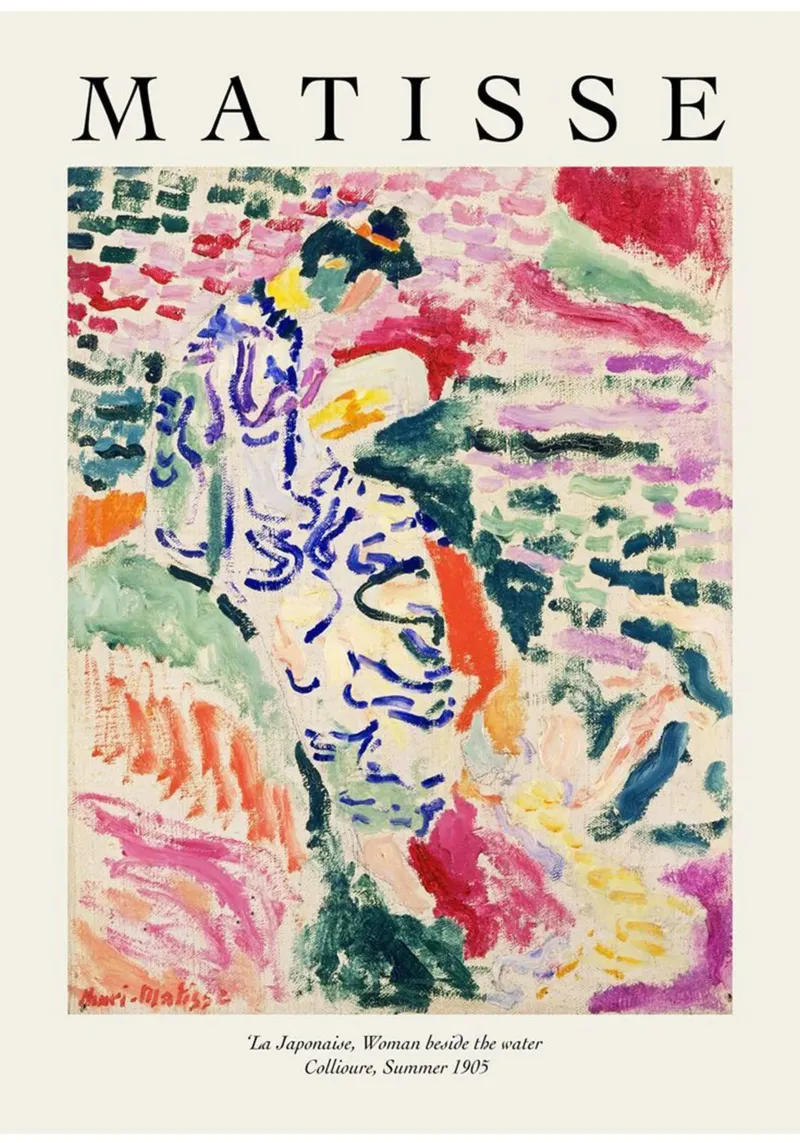 una donna accanto all'acqua poster con telaio in alluminio da sazkia art
