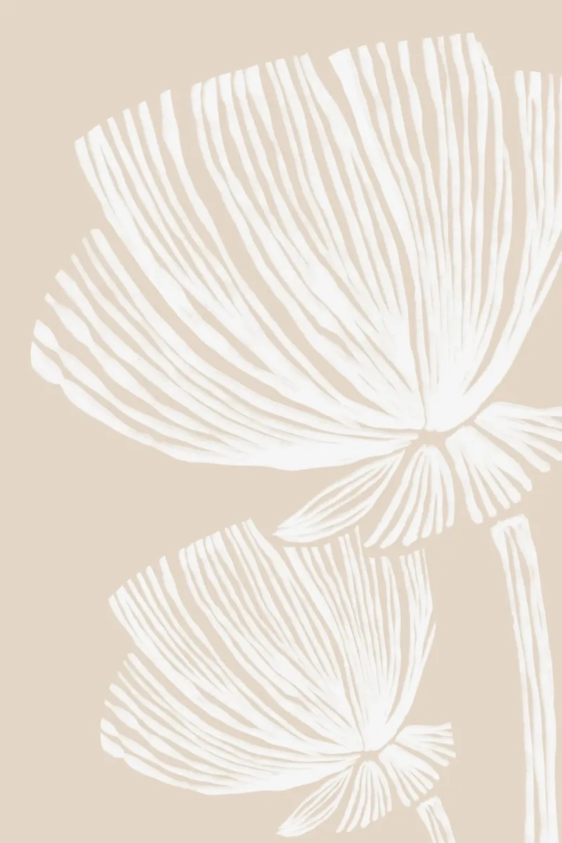 Minimalist Beige Floral Line Art Print canvas by Melloi Art Print