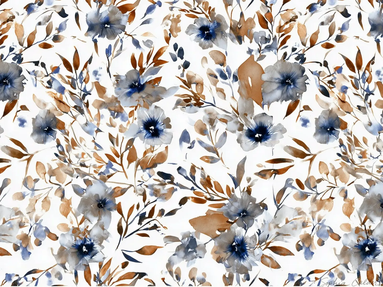 Deriva del fiore di rame carta hahnemühle da Sophia Calder Studio