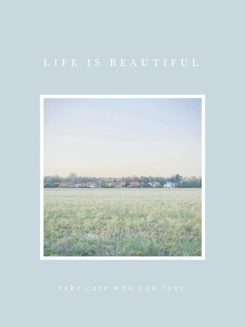 LIFE IS BEAUTIFUL poster with plastic frame by natural neutral
