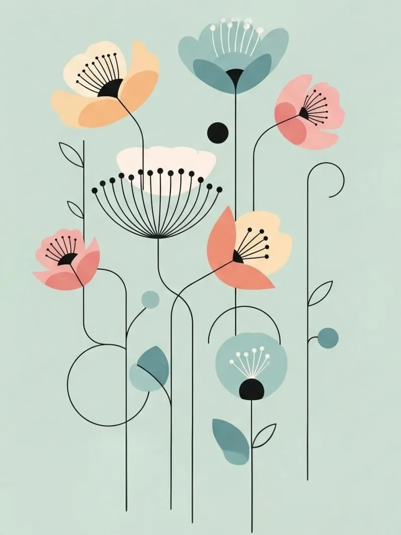 Floral bauhaus #102: The Clockwork Garden poster da Zen Design