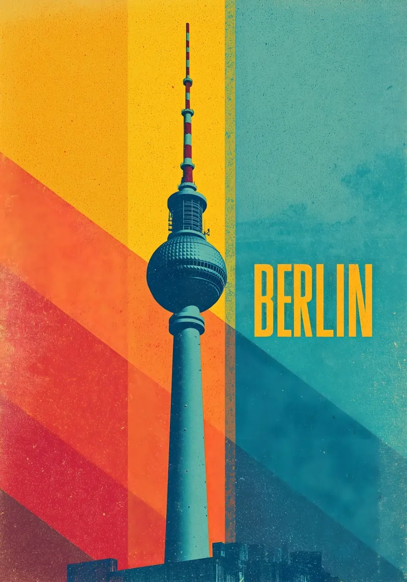 Berlin retro Reiseposter backlit film by Vintage Travel Art