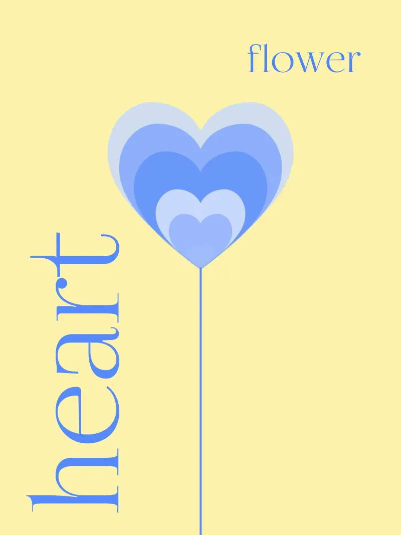 Heartflower auf gelbem Hintergrund poster da Lilou Art