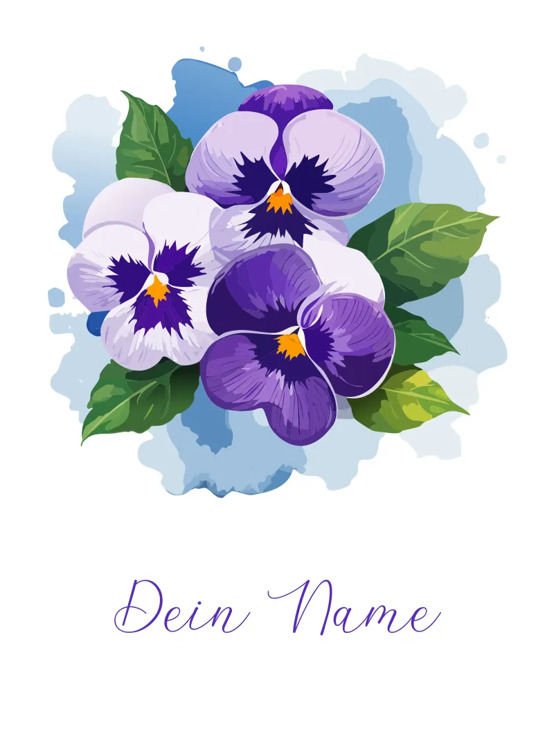 Viooltjes geboortebloem februari poster met aluminium frame van Geburtsblume