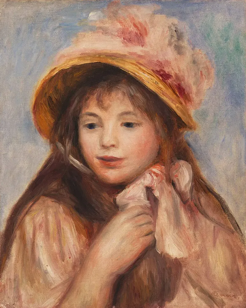 Ragazza con cappellino rosa - Pierre-Auguste Renoir poster con telaio in plastica da masonday
