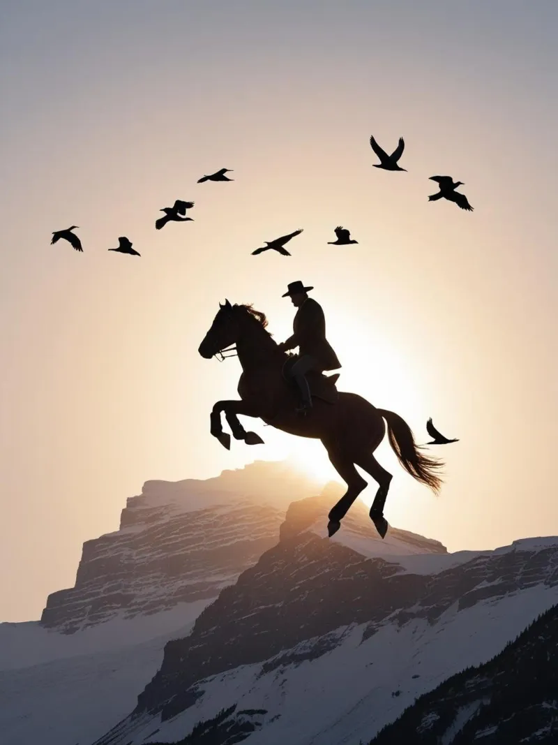 Cowboy-Silhouette Alu-Dibond von Horsire