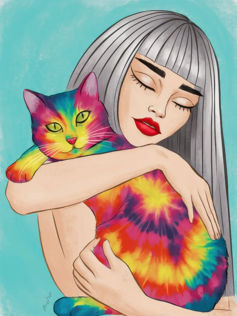 Coccole per gatti arcobaleno poster da Marigold Tiga