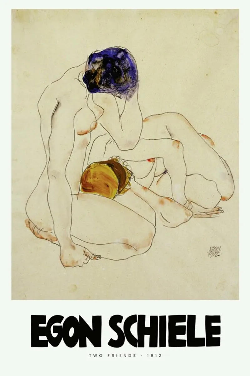 Schiele - Two Friends II pellicola backlit da Vintage by JUNIQE