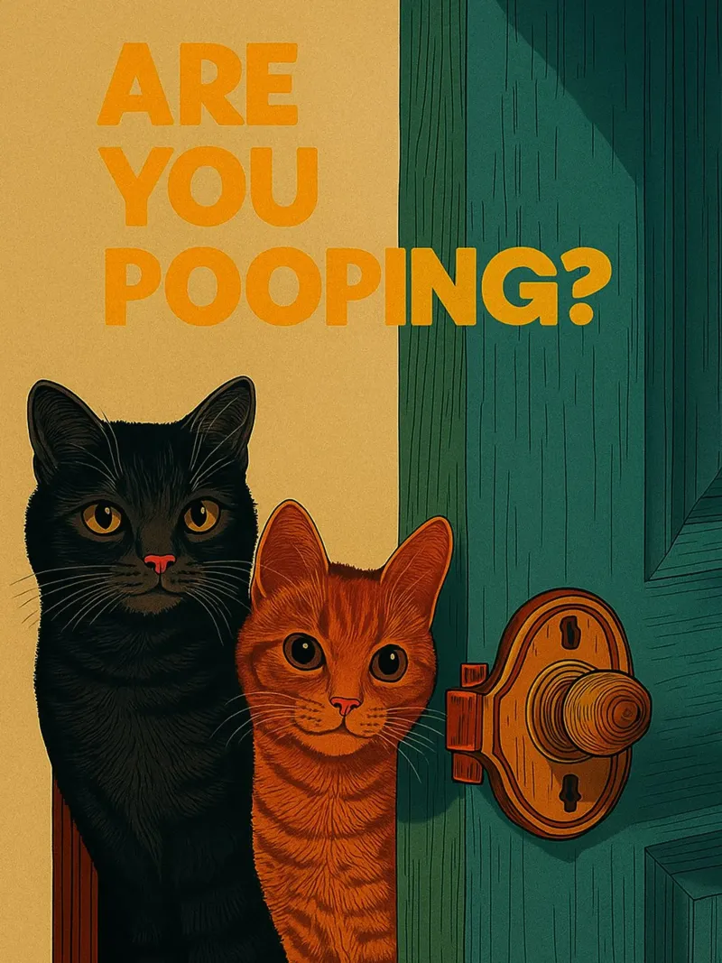 Funny Cat Bathroom Are You Pooping hahnemühle by oneroad