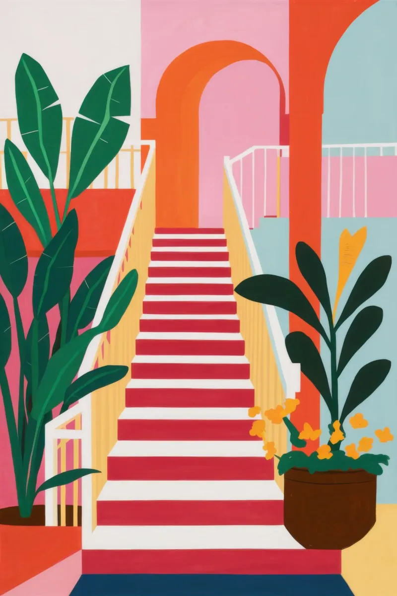 Pink Steps Gartenweg Alu-Dibond von Pale Aura